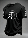 Men's Jesus The Way The Truth The Life Print Round Neck T-shirt