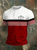 Men's Three Crosses Striped Henley T-Shirt