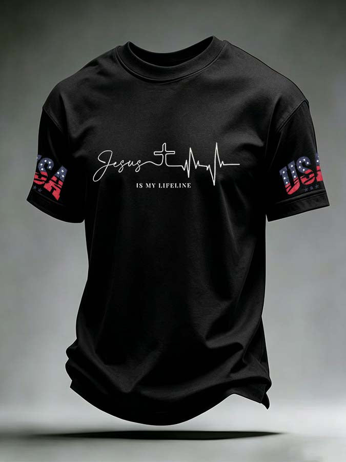 Men'S American Jesus Cross Printed T-Shirt
