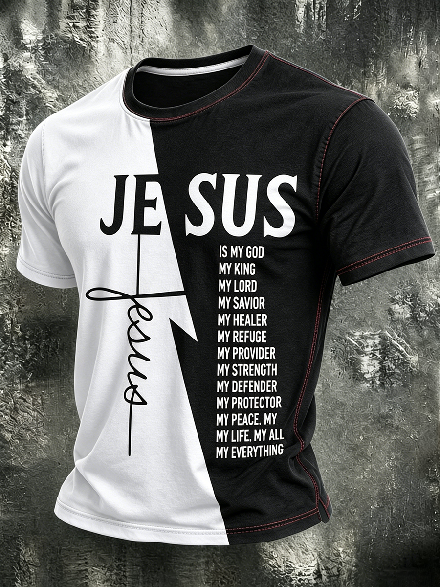 Jesus Faith Commemorative Printed Round Neck T-Shirt