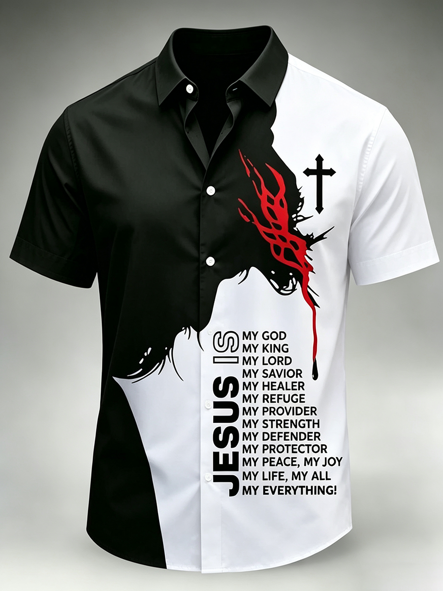 Men'S Faith Printed Casual Collar Shirt