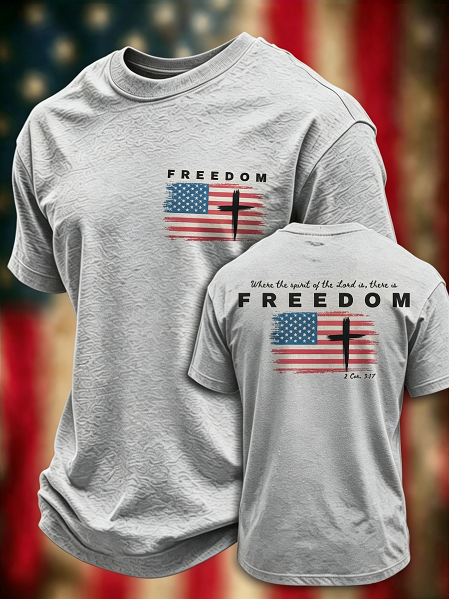 Freedom Faith Printed Round Neck T-Shirt From The United States