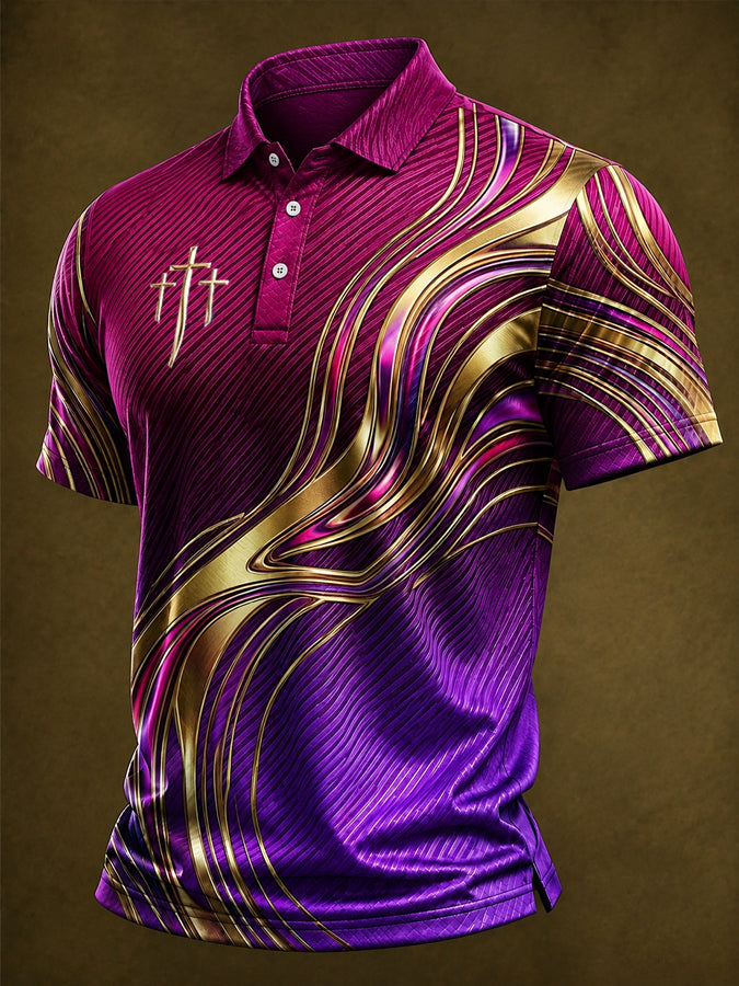Men's Purple Gradient Religious Beliefs Polo Shirt