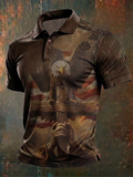 Men'S Western Patriotic Printed Polo Shirt