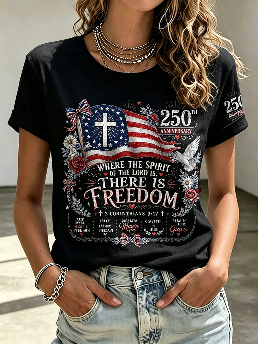 250Th Anniversary Faith Commemorative Printed Round Neck Top In The United States