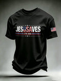 Men's Jesus Saves Print Crew Neck T-Shirt