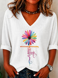 Women's Faith Cross Printed Casual T-shirt