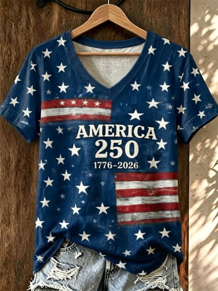 Women's Independence Day Casual Printed Short-Sleeve T-shirt