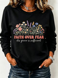 Women's Faith Floral Print Casual Short Sleeve Top
