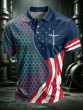Men's American Flag Faith Art Short-Sleeve Polo Shirt