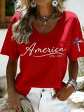 Women'S 250Th Anniversary Printed Cross V-Neck Top