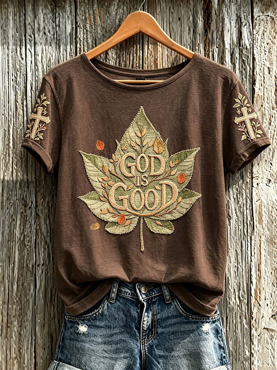 Women'S Faith Pattern Printed Casual Round Neck Short Sleeved T-Shirt