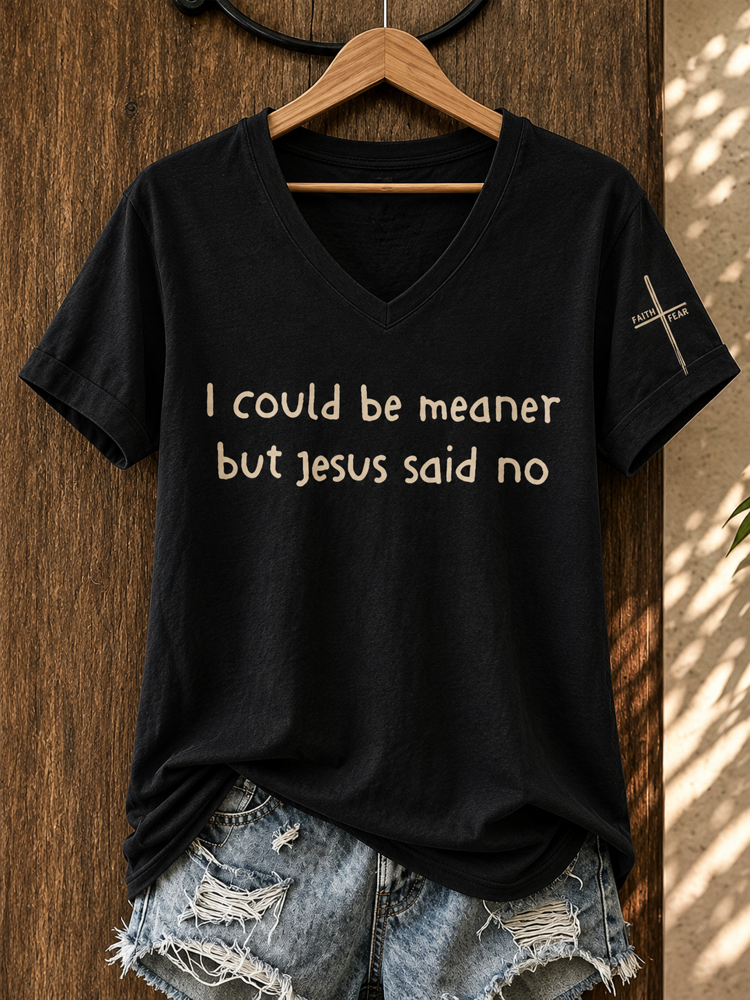 Women'SI Could Be Meanerbut Jesus Said No Printed Casual T-Shirt