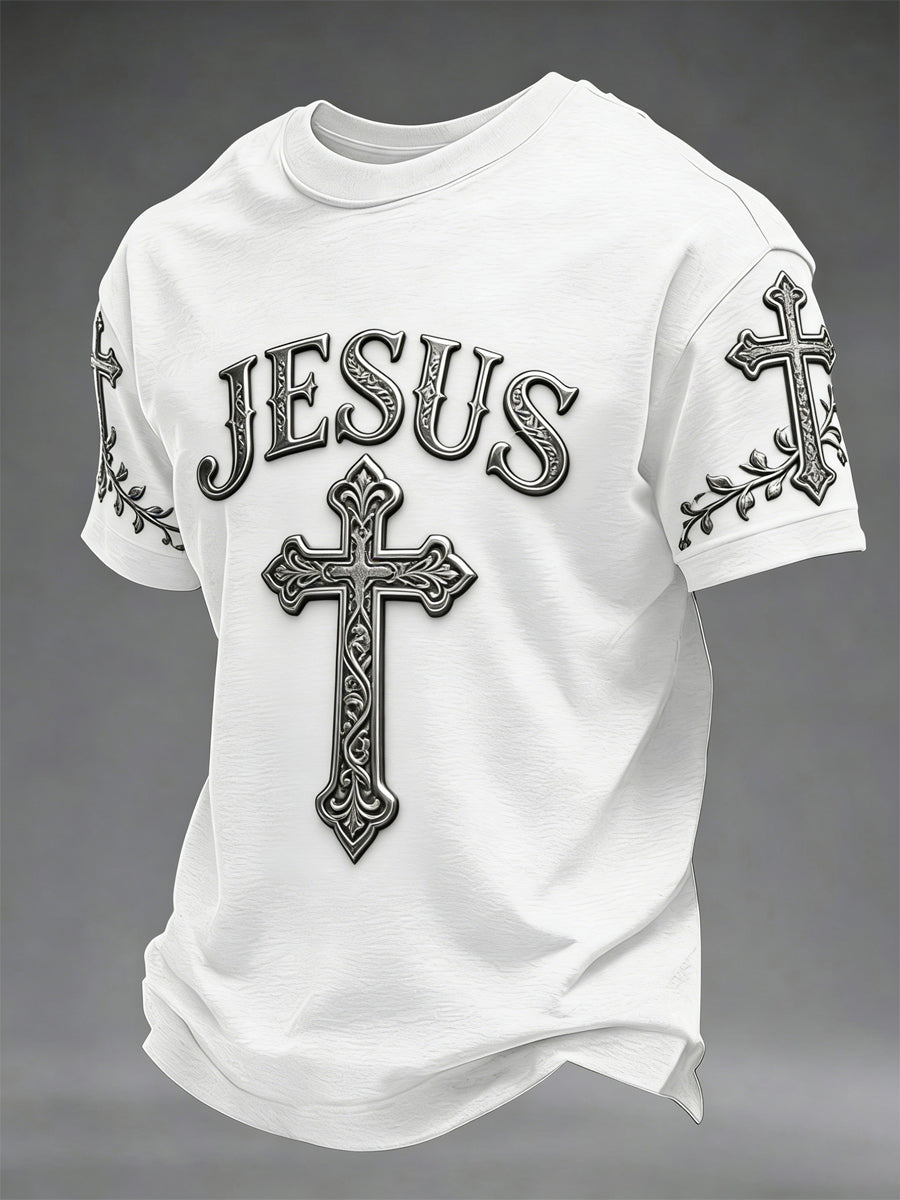 Men's faith casual round neck T-shirt