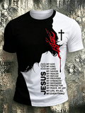 Men's Casual Faith Cross Round Neck Short Sleeved T-Shirt