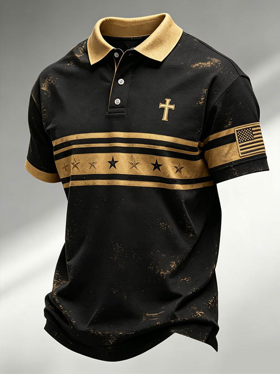Men's Faith Cross Printed Polo Shirt