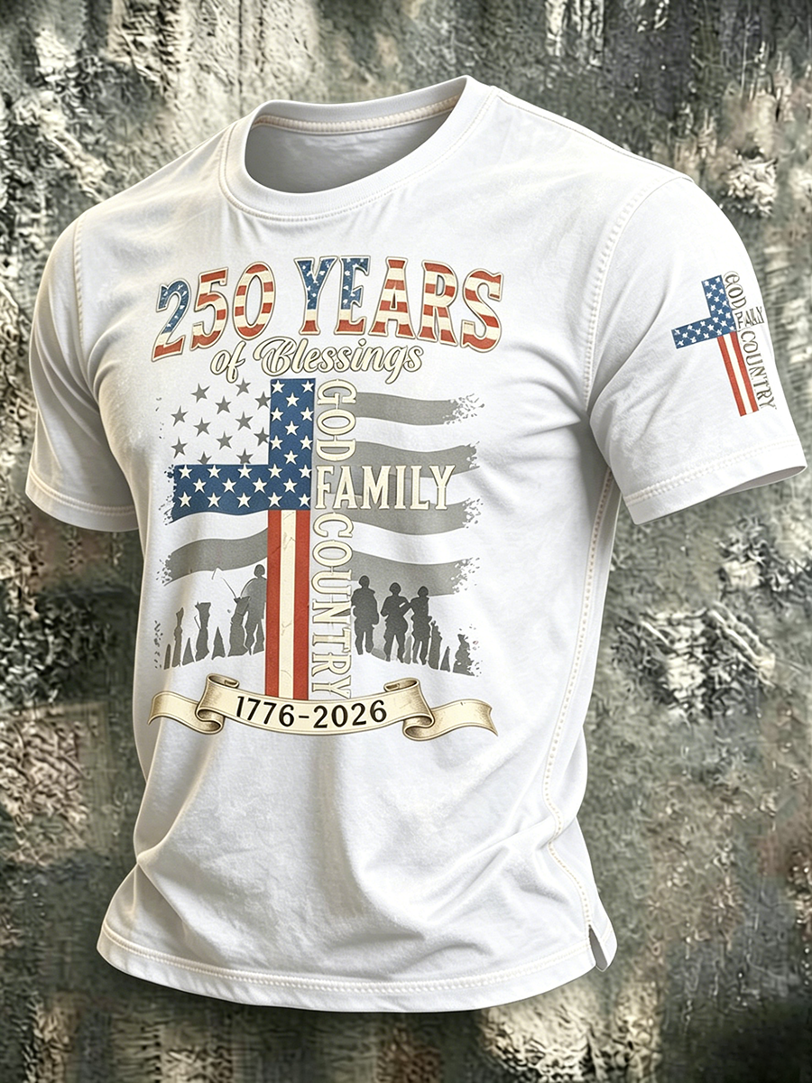 250Th Anniversary Commemorative Faith Printed Round Neck T-Shirt In The United States