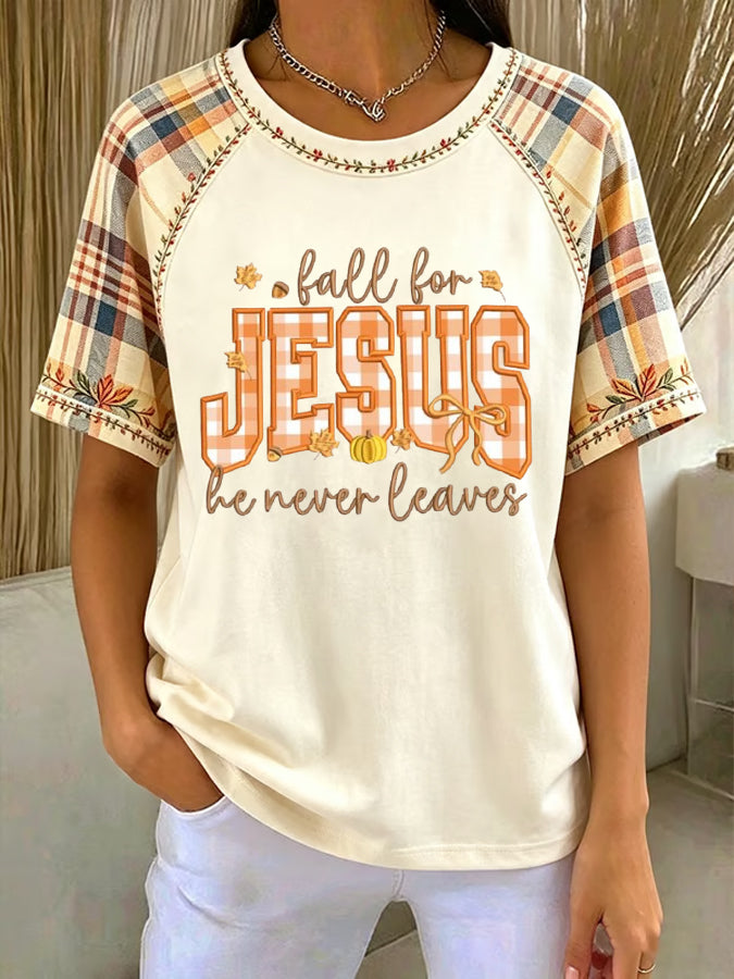Women'S Fall For Jesus Printed T-Shirt