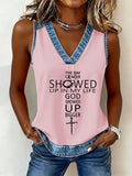 Women's Retro Cross Print Casual V-Neck Vest