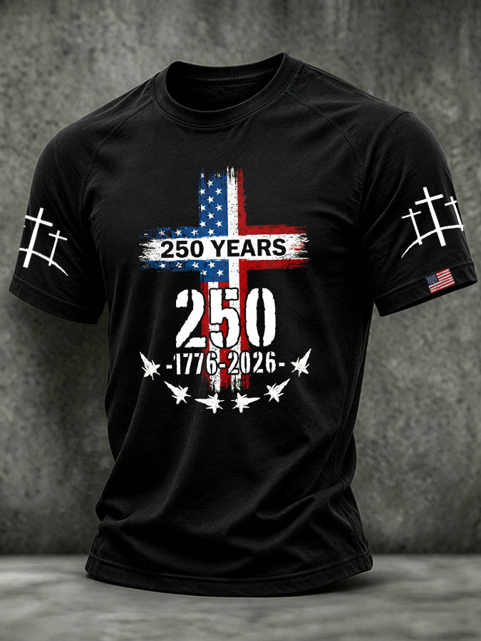 Men's 250th Anniversary Religious Belief Short Sleeve Patriotic T-shirt