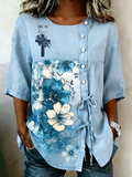 Women's Retro Faith Floral Print Top