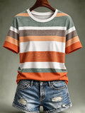 Women'S Autumn Striped Printed Casual T-Shirt