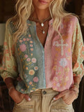 Elegant Floral & Faith Art Women's Linen Long-Sleeve Shirt