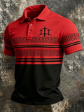 Men's Three Crosses Christian Print Polo Shirt