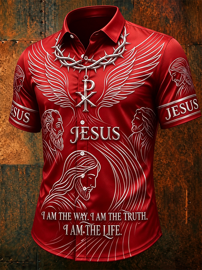 Men's Faith Cross Printed Casual Shirt