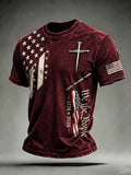 Men'S USA Independence Day Faith Art Printed T-Shirt