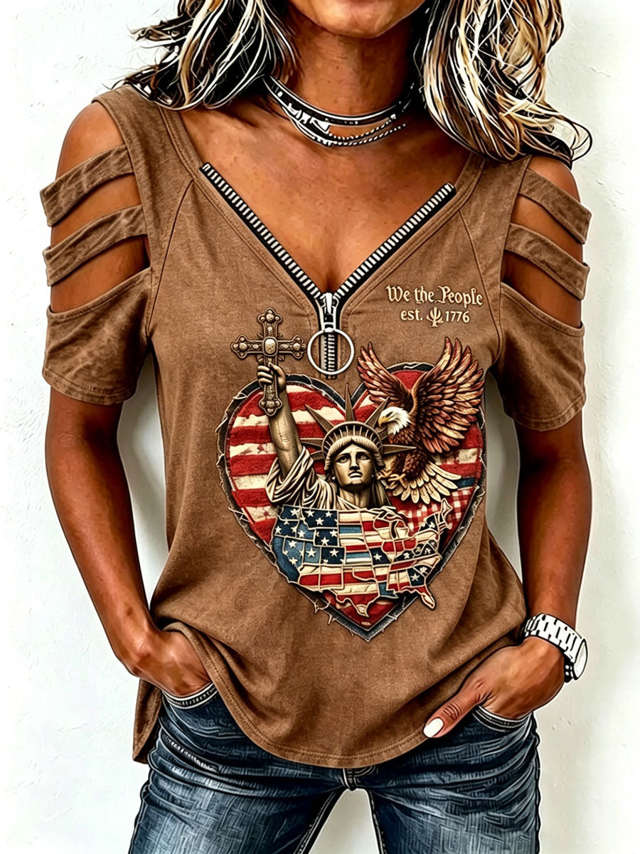 Ladies' American 250Th Anniversary Western Style Off Shoulder Top