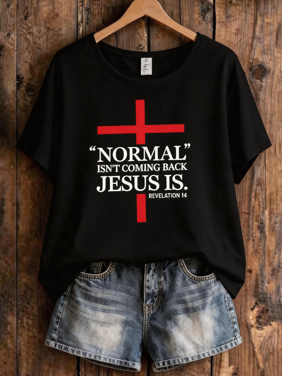 Women'S Jesus And The Cross Print Casual T-Shirt