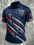 Men'S America Flag Print Casual Polo Shirt