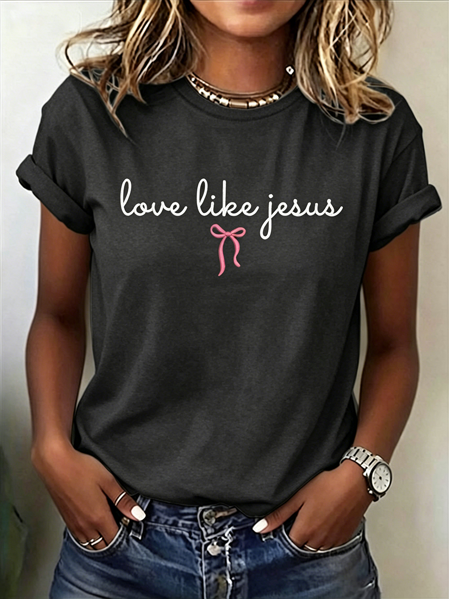 Faith In Jesus Slogan Slogan Commemorative Print Casual T-Shirt