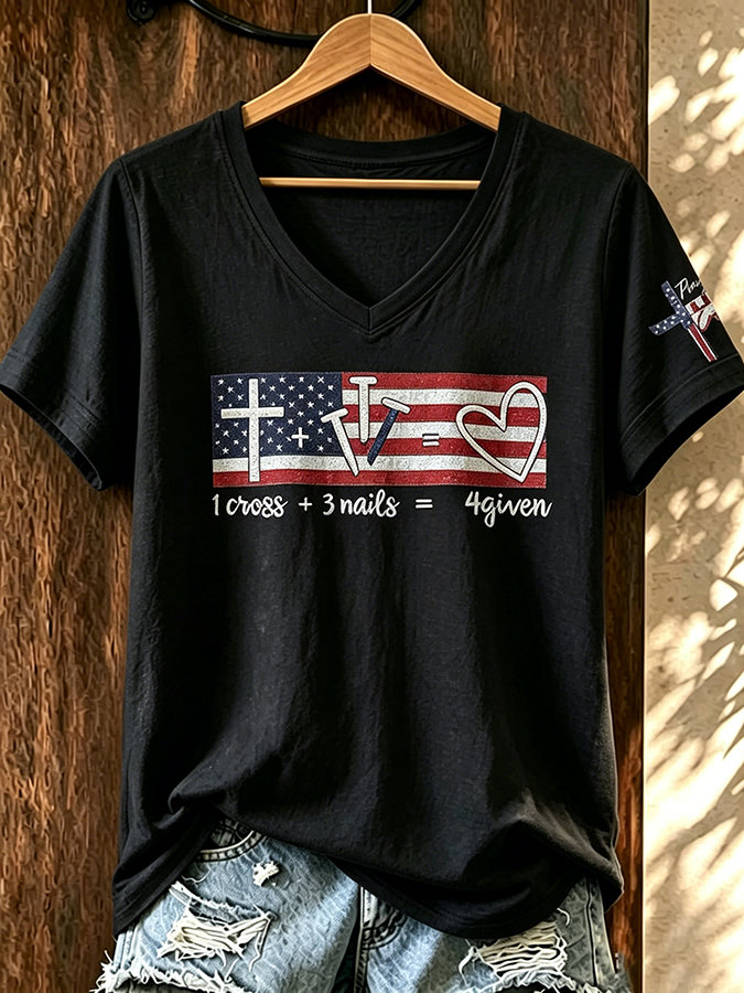1 Cross+3 Nails=4 GivenV-Neck T-Shirts
