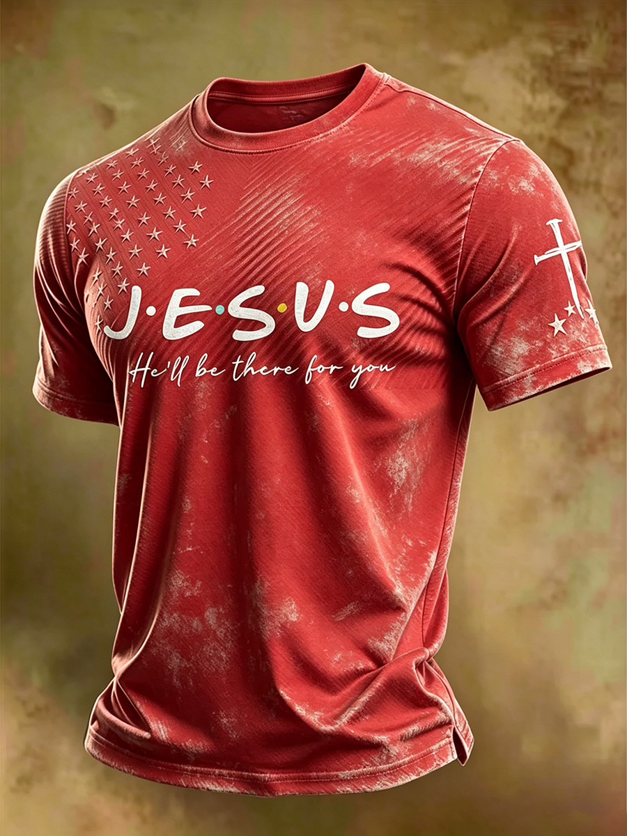 Jesus Faith Memorial Washed Vintage Printed Round Neck T-Shirt