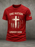 Men'S ONE Nation Under GOD Short Sleeve Round Neck T-Shirt