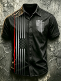 Men'S American Independence Day Retro Printed Short Sleeved Shirt
