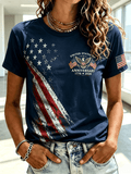 Women'S 250Th Anniversary American Flag Star Casual Round Neck T-Shirt