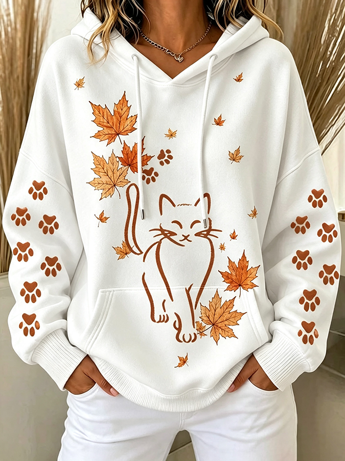 Women'S Leisure Cute Cat Hoodie