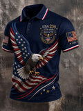 Men's America Flag Printed Polo Shirt