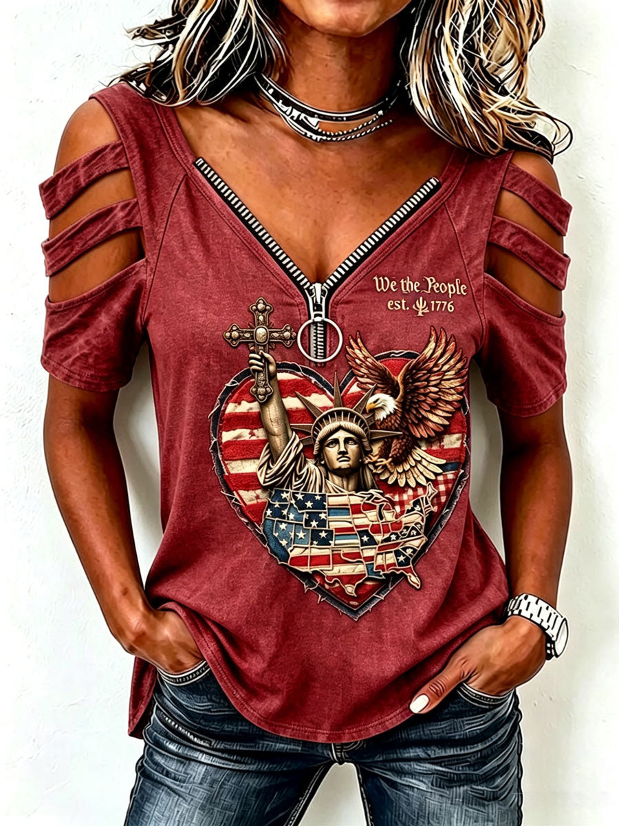 Ladies' American 250Th Anniversary Western Style Off Shoulder Top