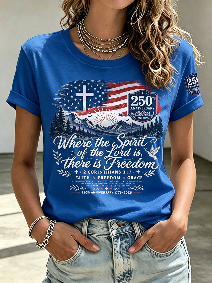 250Th Anniversary Faith Commemorative Printed Round Neck Top In The United States