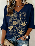 Women's Faith Print V Neck Top
