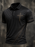 Men'S Casual Faith Graphic Print Short Sleeve Polo Shirt