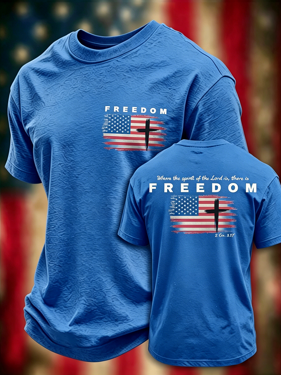 Freedom Faith Printed Round Neck T-Shirt From The United States