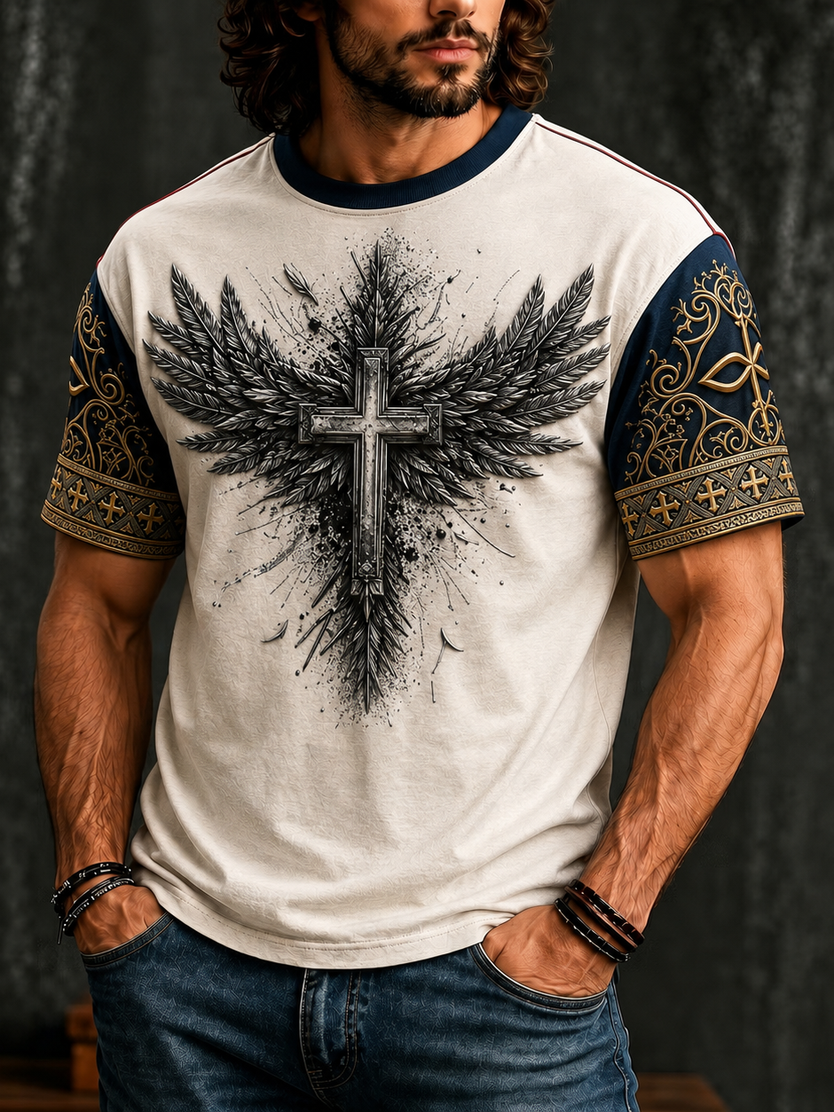 Men'S Faith Cross Printed Printed Casual T-Shirt