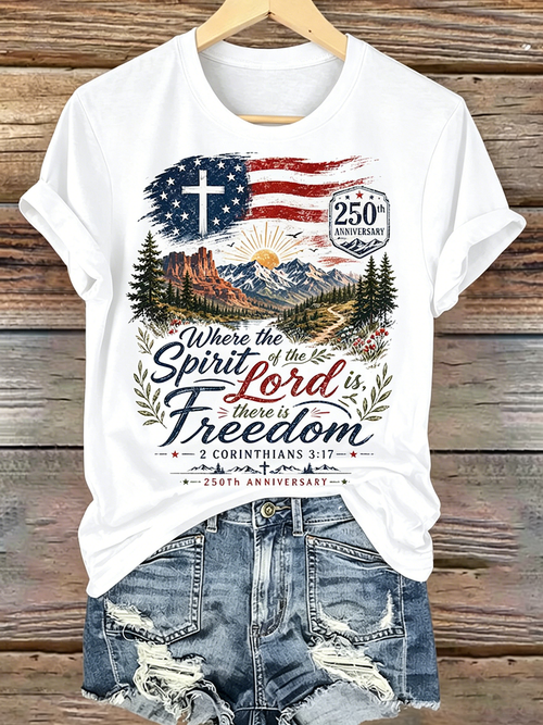 250Th Anniversary Faith Commemorative Printed Round Neck Top In The United States