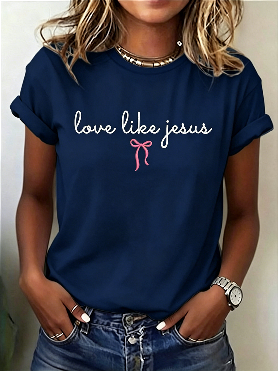 Faith In Jesus Slogan Slogan Commemorative Print Casual T-Shirt