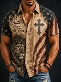 Men'S Cross Printed Casual Collar Shirt